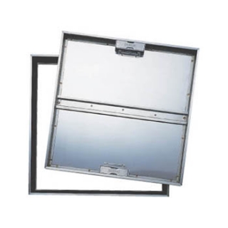 床点検口 枠、底板：ステンレス鋼製外枠パッキン付 H52タイプ75.90サイズは内蓋2枚割 Pタイル・モルタル兼用