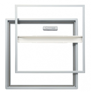 ホーム床点検口 気密タイプ 枠：アルミニウム製シルバー フロア材t21mm用 スピードクリッパー、外枠受け樹脂付