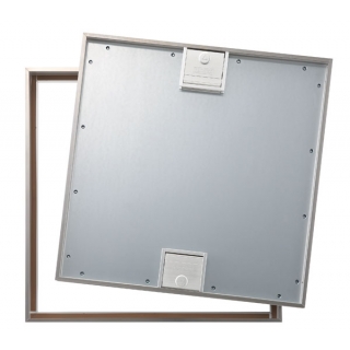 床点検口 枠：ステンレス目地 底板：溶融亜鉛めっき鋼板製 外枠パッキン　鍵付