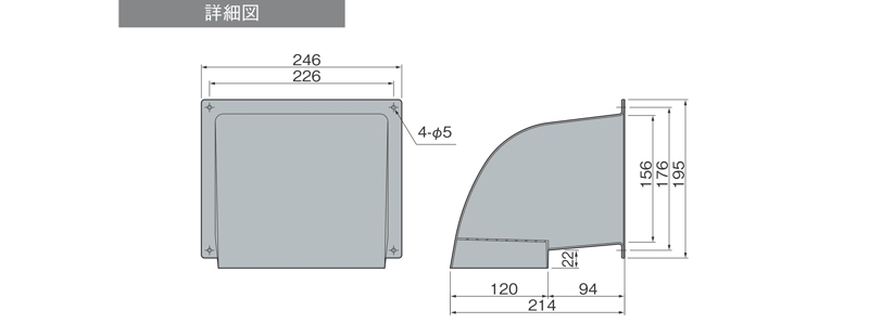 屋外換気口　木枠留め用　深型タイプ