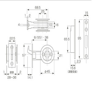 チューブラ引戸鎌錠（表示錠）
