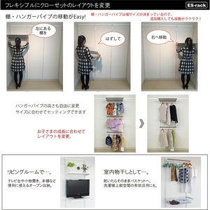 壁面取付システム収納 ES-rack 棚板＋パイプセット　商品コード96084177
