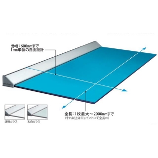 ガラスひさし（カラーガラス） サポートポールなし（外壁RCのみ庇の後付け可能）