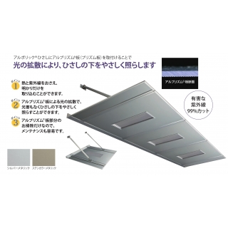 アルポリックひさし サイドレール式 アルプリズム板仕様（外壁RCのみ庇の後付け可能）