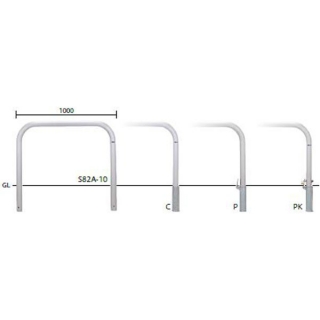 バリカー横型　車止め　スタンダード　ステンレスタイプ　φ60.5　W1000　H650