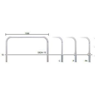 バリカー横型　車止め　スタンダード　ステンレスタイプ　φ60.5　W1500　H650