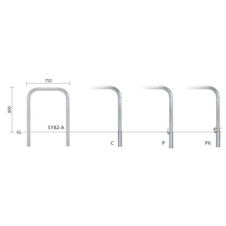 バリカー横型　車止め　スタンダード　ステンレスハイショルダータイプ　φ60.5　W750　H800
