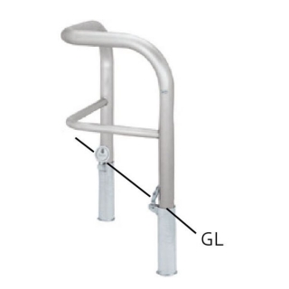 バリカー横型　車止め　スタンダード　ステンレスコーナータイプ　横桟付き　φ60.5　H650