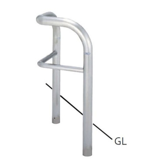 バリカー横型　車止め　スタンダード　ステンレスコーナータイプ（ハイショルダー）　横桟付き　φ76.3　H800