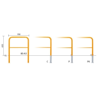 バリカー横型　車止め　スタンダード　スチールタイプ　φ42.7　横桟付き