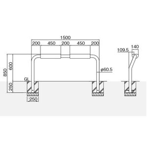 バリカー横型　車止め　ユニバーサルサポーター
