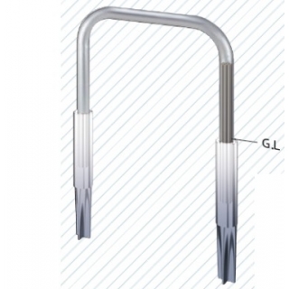 耐衝撃性車止め　ハイパーボラード　横型（土中式杭基礎）タイプ　ステンレス製
