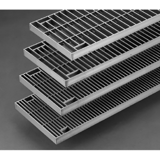 『ステンレス製グレーチング』ボルト固定式　滑り止め模様付　横断溝・側溝用　T荷重：T-14/T-6　すきま9mm(P=13mm)